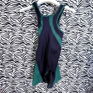 AUCN - 0124 - Thrifted Youth Sz. XL Black Green Brute Wrestling Singlet